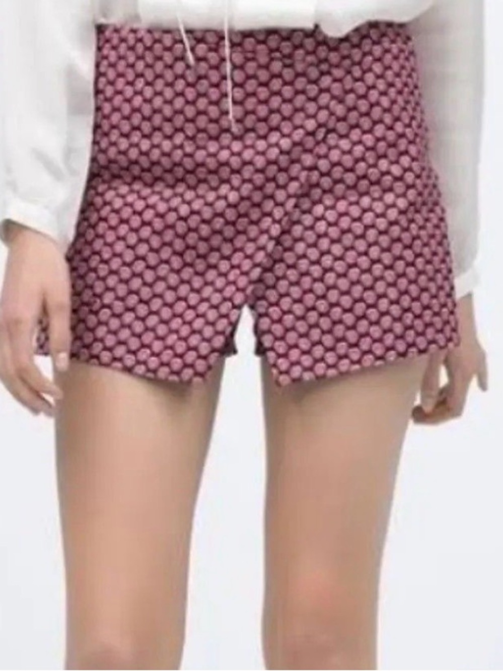 Zara Pink Patterned High-Waist Skirt Shorts. Medium